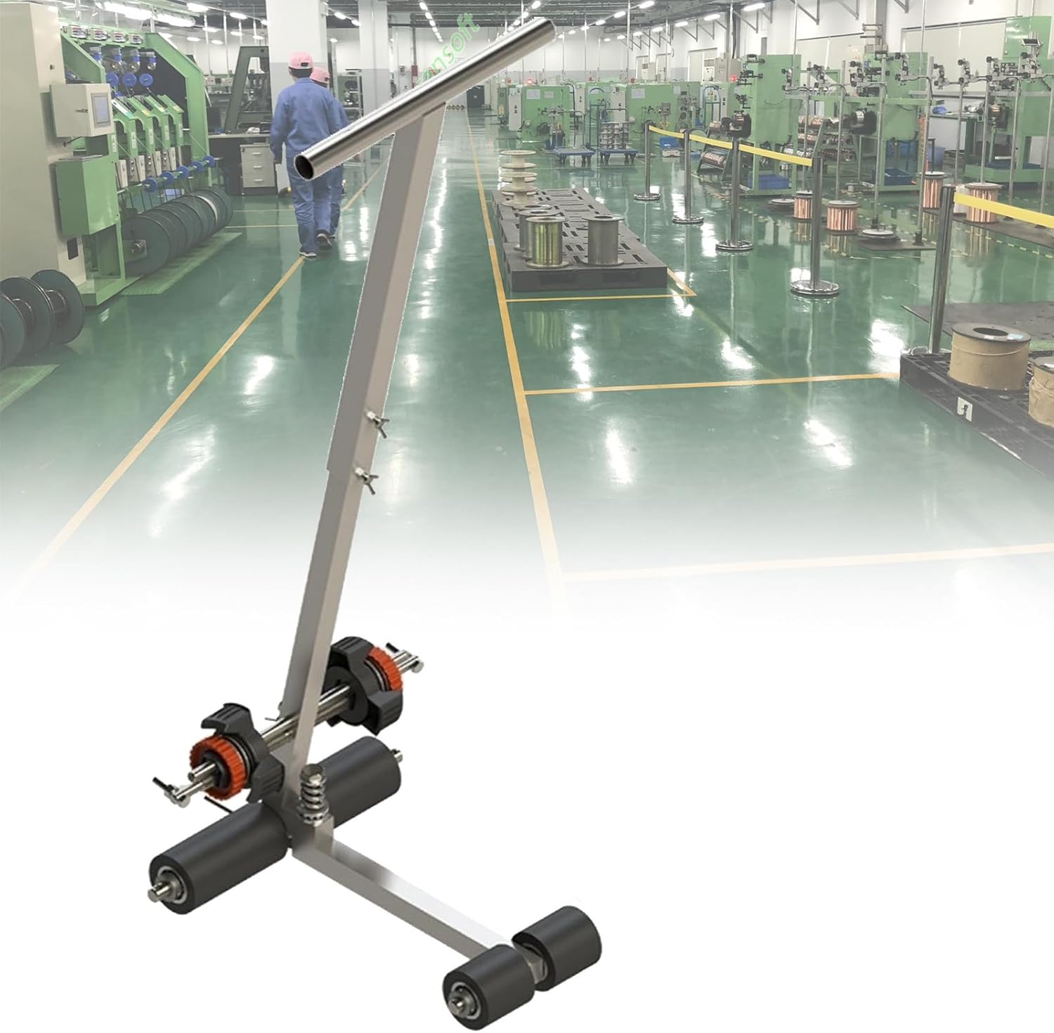 Manual Floor Tape Applicator, with Adjustable Handle, Tape Marking Machine, Hand-Push Tape Sticking Machine, Lane Marking Applicator