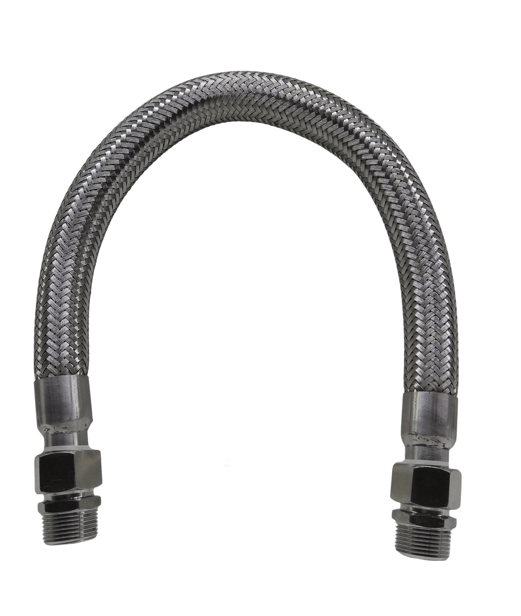 Wąż do kompresora klasy przemysłowej, 3/10.2 cm NPT męski x 50 cm długości, 450 PSI, obustronne złączki obracają się swobodnie, elastyczny metalowy wąż ze stali nierdzewnej na całe ciało