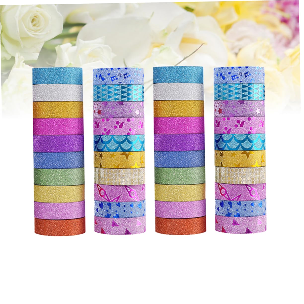 80rotoli Adesivo Decorativo Glitterato Autoadesiva Scrapbooking Decorazione e Lavoretti Creativi Per Scuola e