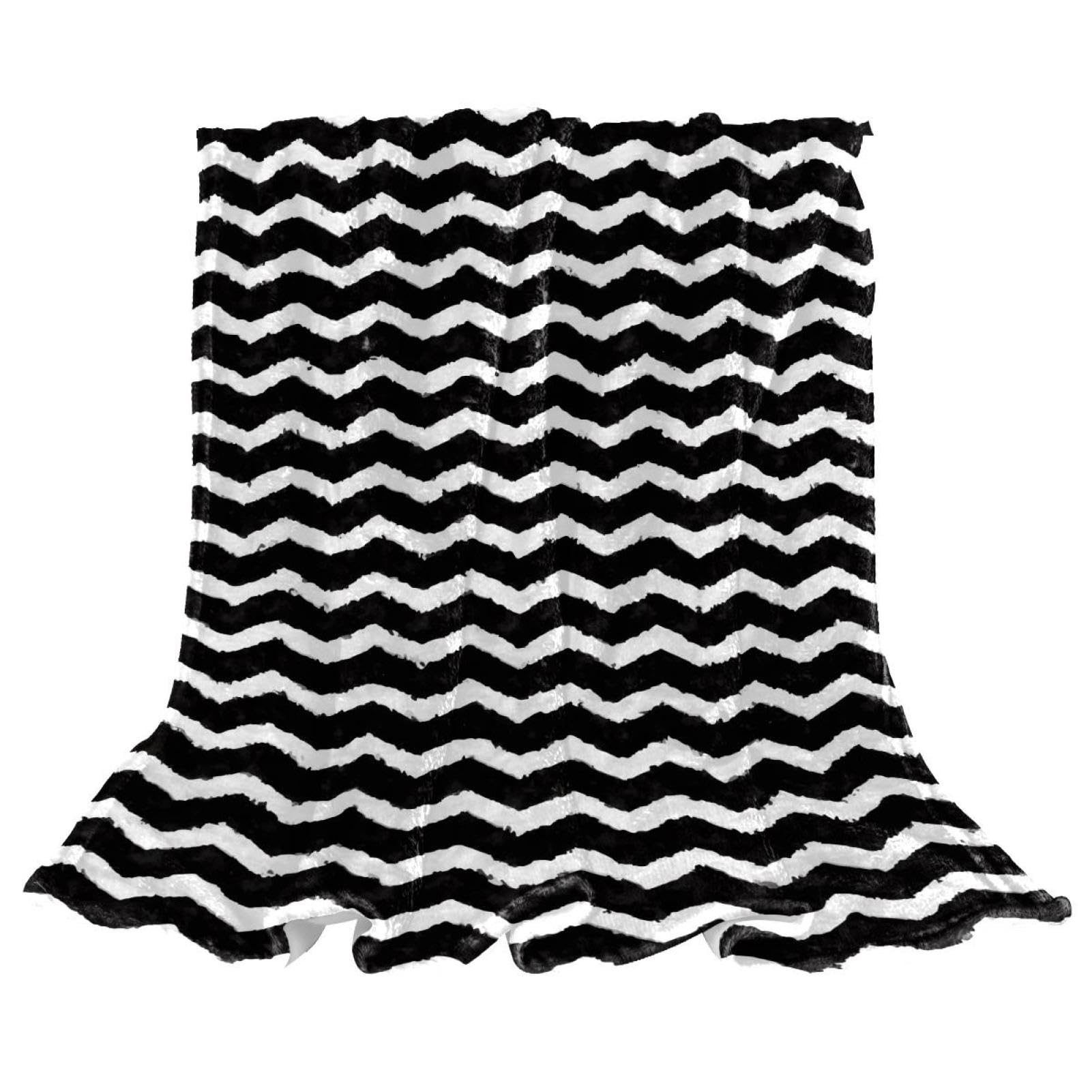 Couverture de lit polaire rayures noires blanches, jeté de canapé chic 150x100