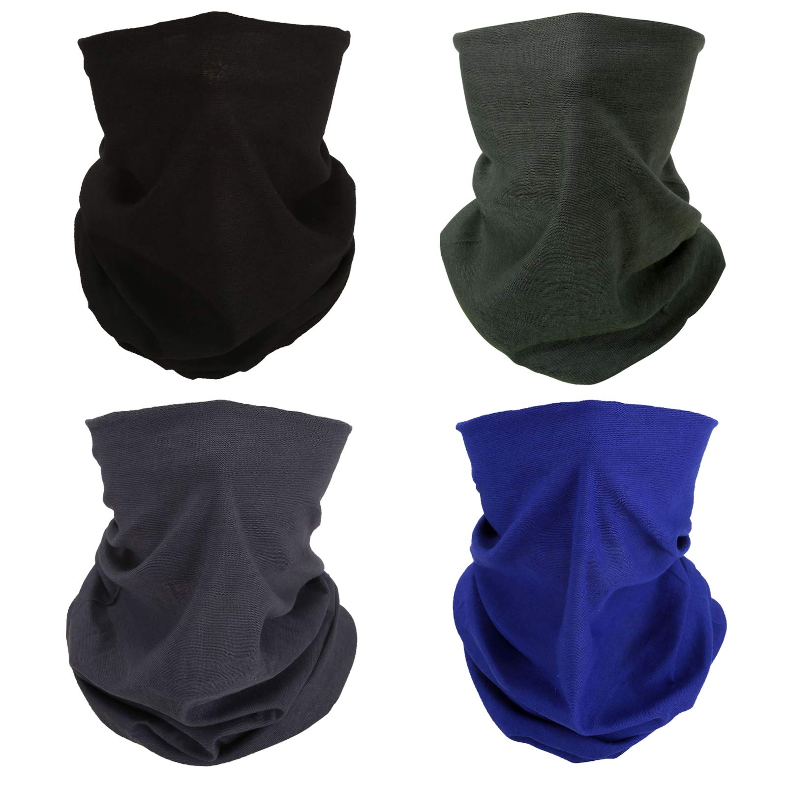 Smehcf Men's 4X Black Blue Gray Army-Green Face Mask 4 Headband Bandana Balaclava Half Face Mask Shield Head Hair Scarf Neck Gaiter Hat Multipurpose For Wo Breathable Reusable Washable Black Grey Blue Army Green