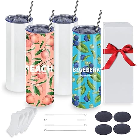 Sublimation Tumblers 20oz - 4 Pack 20oz Skinny Tumblers