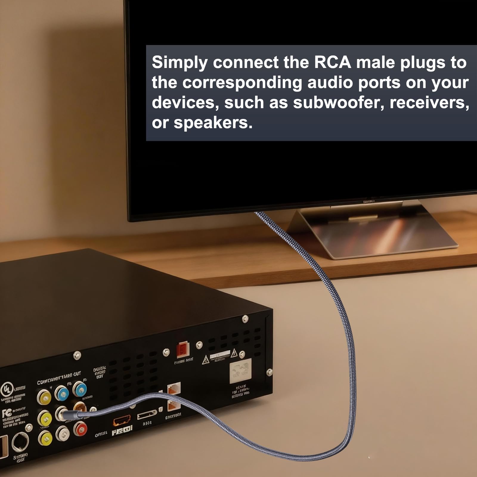 QUARKZMAN Cavo Audio Digitale Coassiale RCA A RCA | 33ft Maschio A Maschio Hi-Fi Con Placcatura In Oro Doppia PVC Per Impianto Home Theater Subwoofer Amplificatore