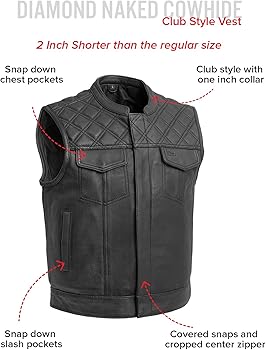 Amazon.com: First Mfg Co - Upside - Leather Vest: 2.5