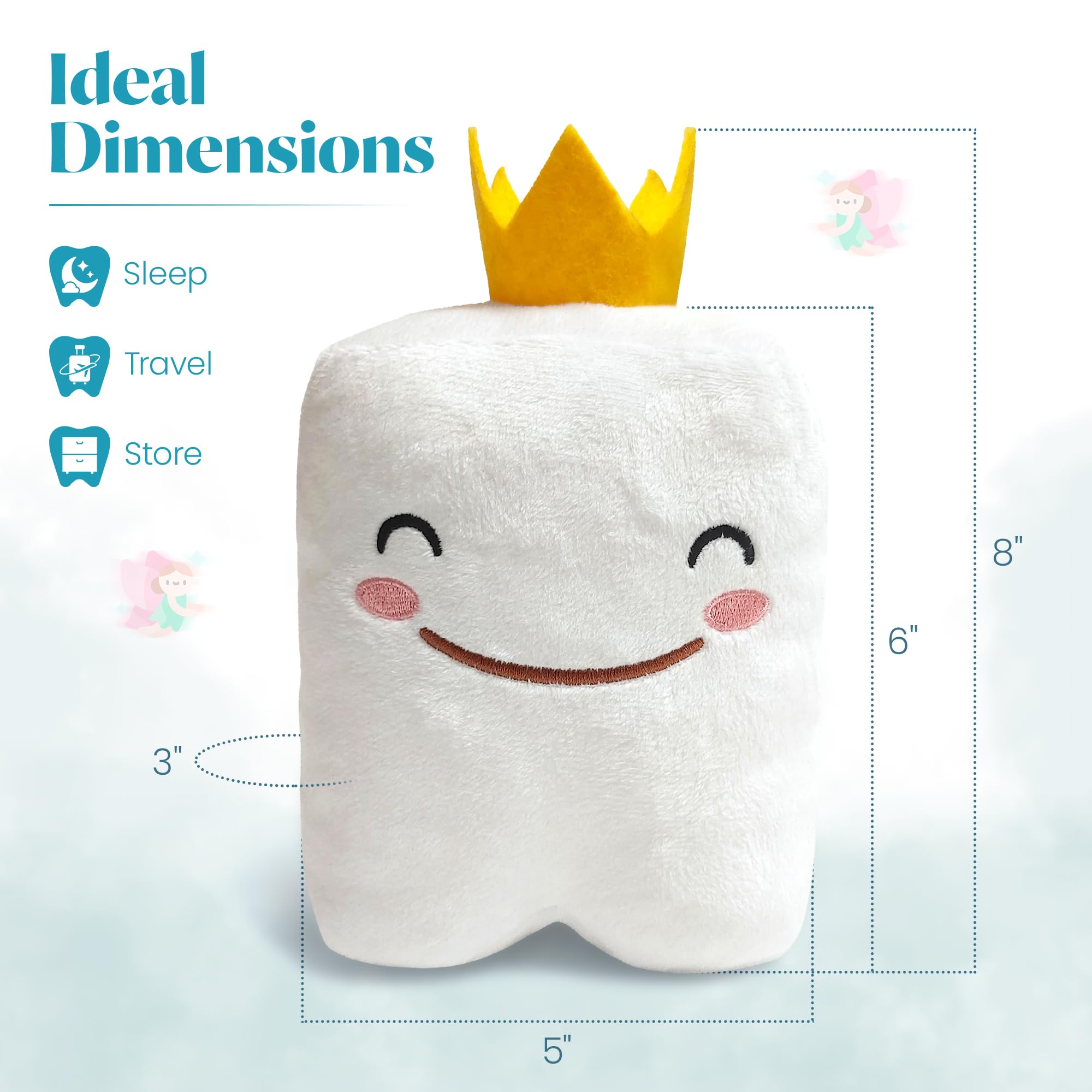 Cairn Tooth Fairy Pillow for Boys and Girls - Soft Plush Tooth Fairy Box Alternative with Pocket - Modern Keepsake Gift for Kids Losing Teeth - Squishable Stuffed Animal Co