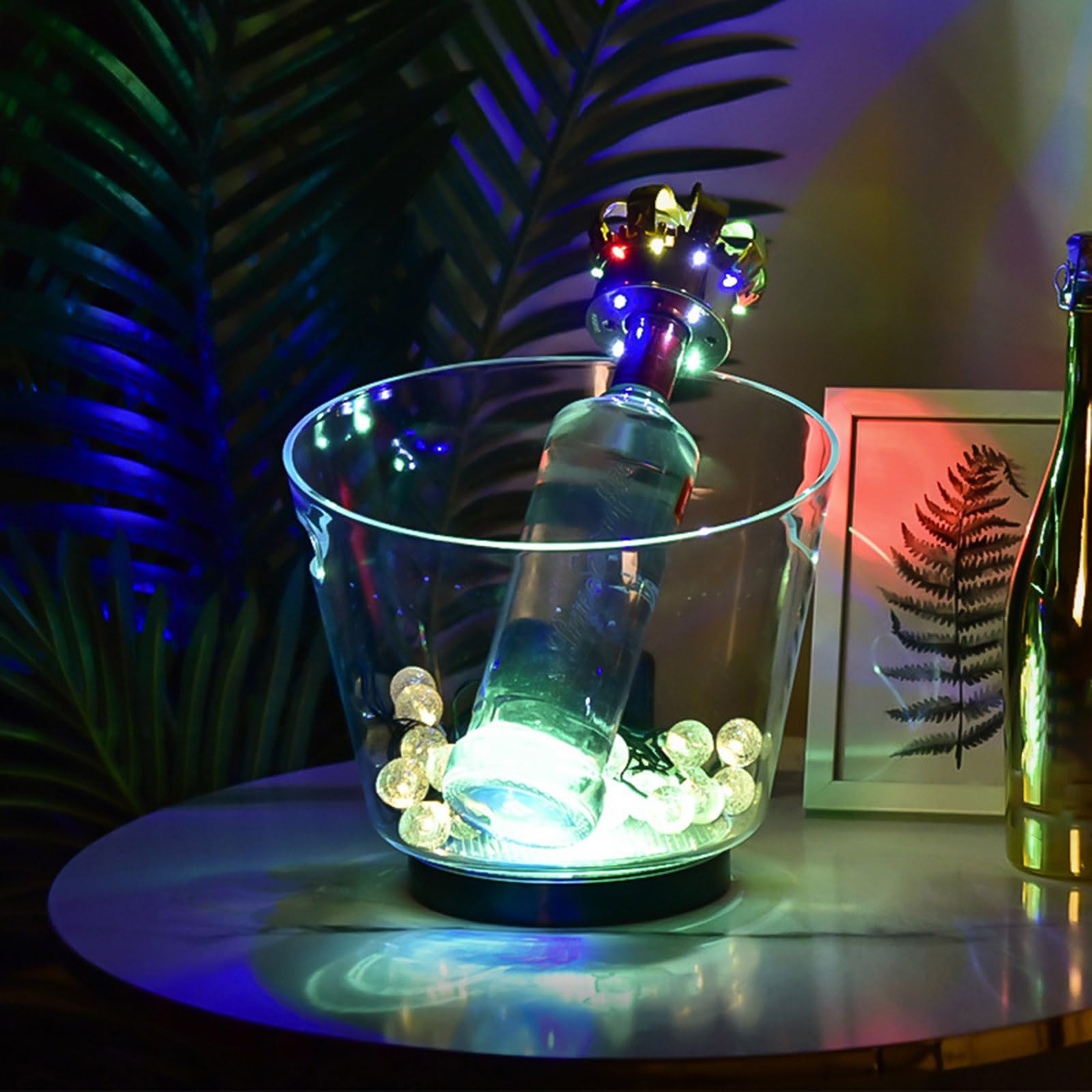 Cubos enfriadores de champán de 6 litros con dos asas, diseño transparente brillante, enfriador de bebidas para fiestas y uso al aire libre, accesorios para el hogar y el club