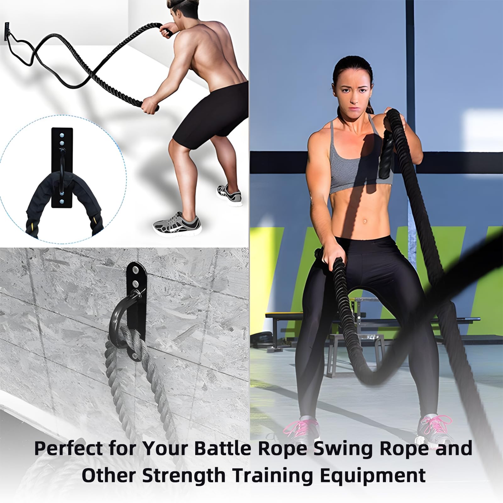 Battle Corda da Parete E Pavimento Anchor, Sfissaggio Battle Rope, Ancoraggio per Corda Da Parete/Battle Rope, Include Viti di Fissaggio,Battle Corda da Parete per Allenamento di Forza
