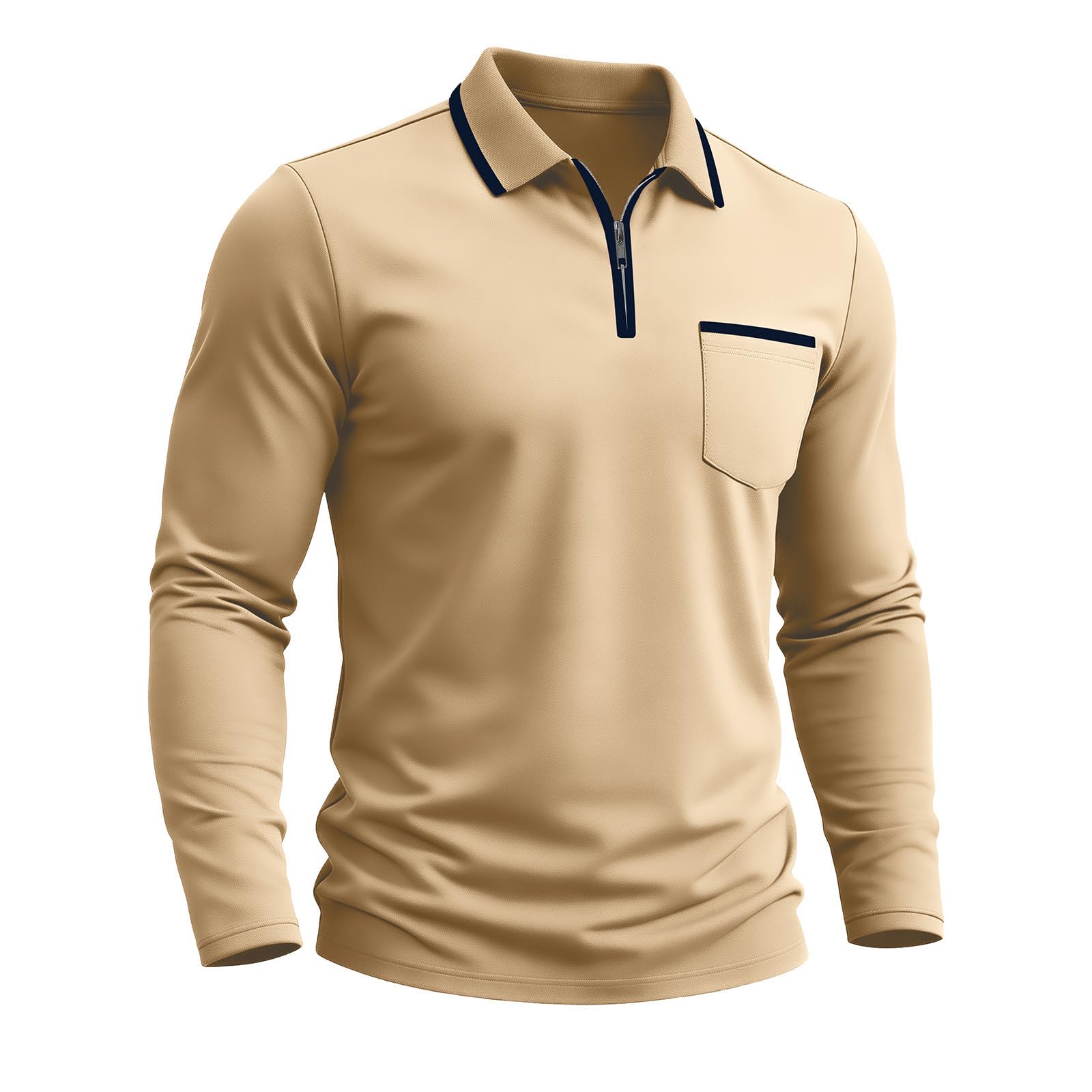 Polo Homme Manche Longue Habit Décontracté Polo Manche Longue Homme Confortable Haut Mode Tee Shirt Basique Vêtements Travail Vetement Régulière Habit Confortable Haut Doux Vêtements Basique Vetement