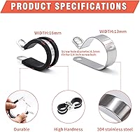 Vista 4 de AKIHISA Kit de 56 abrazaderas de cable de 1/4"-1", 7 tamaños, abrazaderas de conducto de acero inoxidable 304, para cable, tubería, manguera, línea