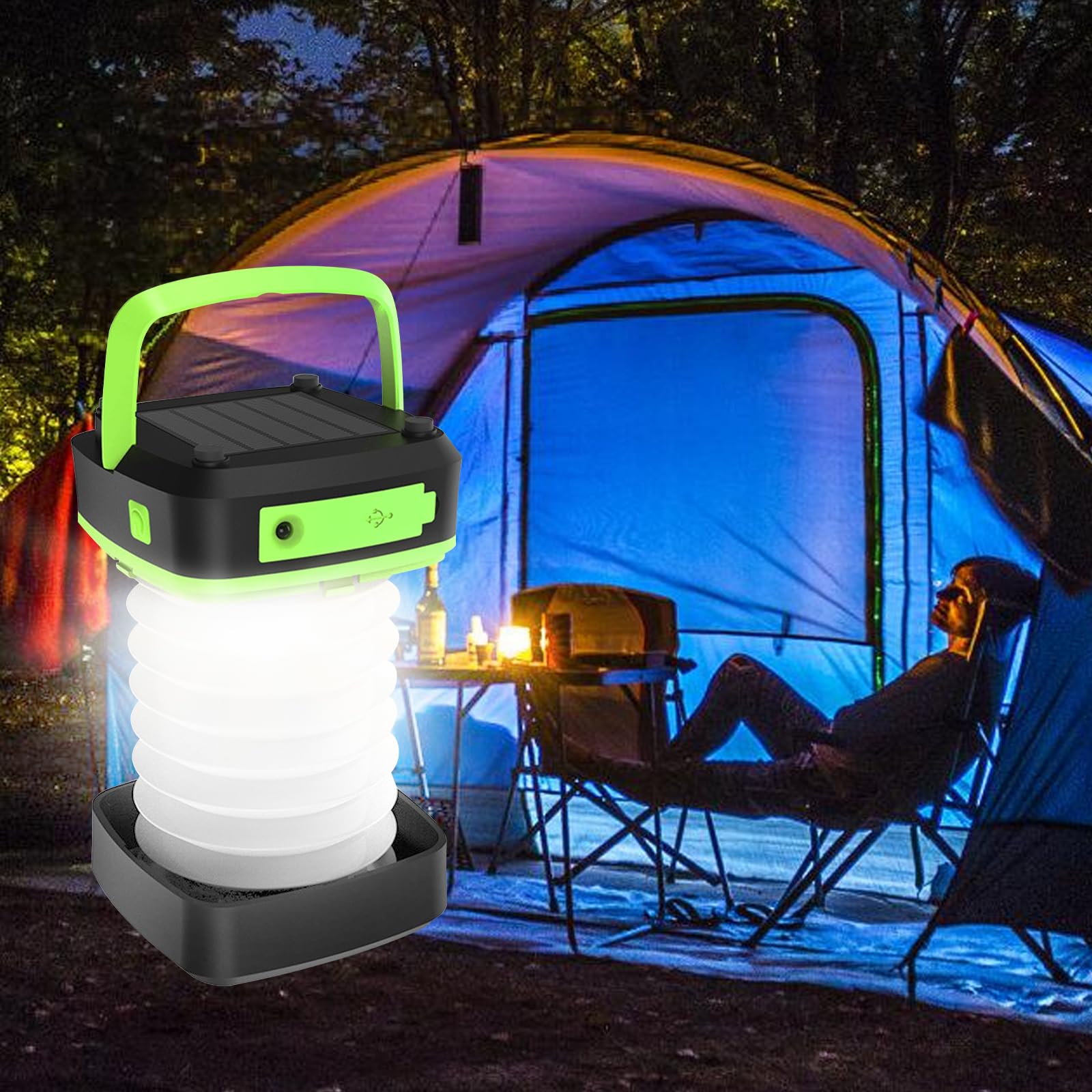 Lampe De Camping Vegena Rechargeable USB – 2 Modes D’éclairage, IP44, Crochet, Batterie 2400mAh, Lumière Chaude