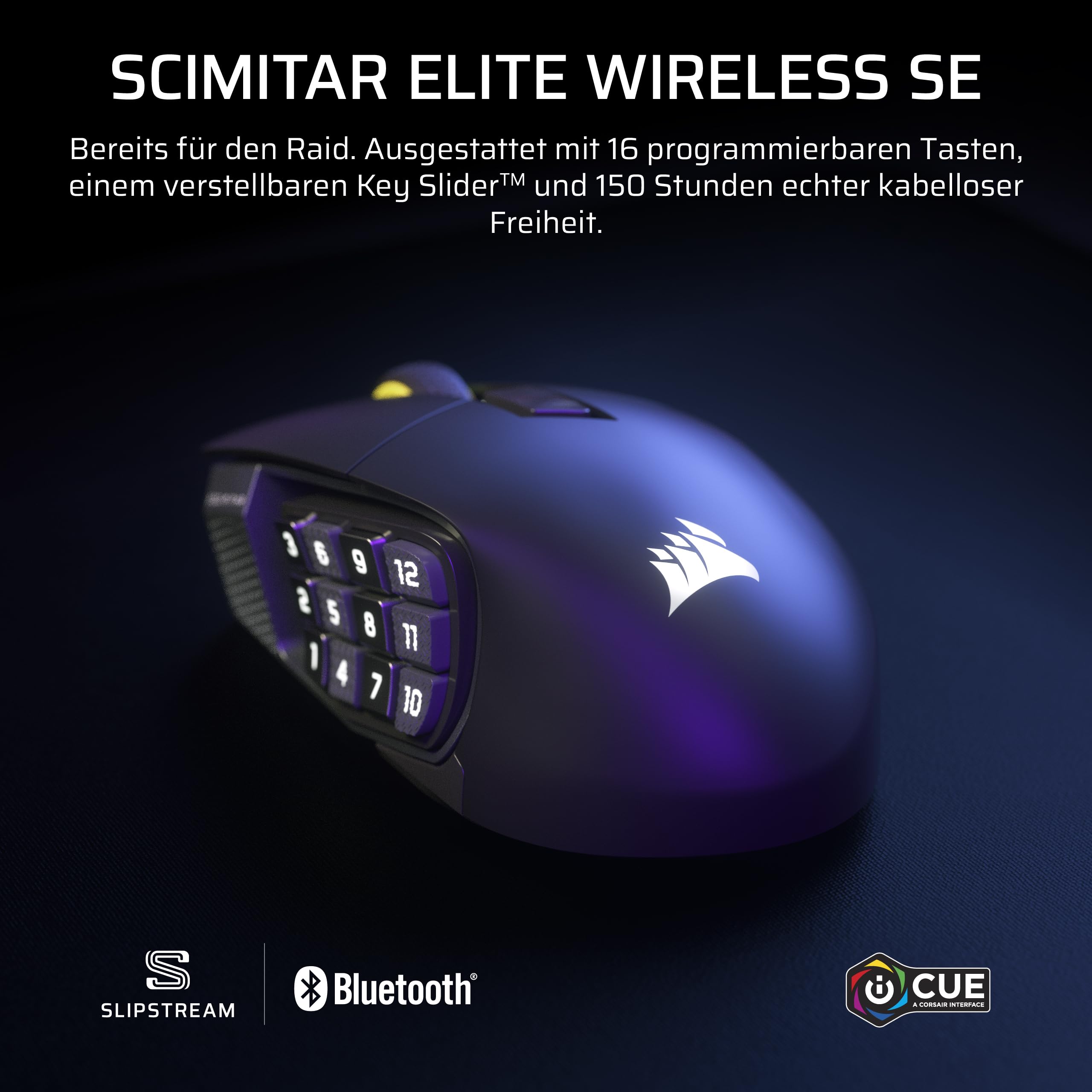 Corsair Scimitar Elite Wireless SE MMO Gaming Maus Gunmetal
