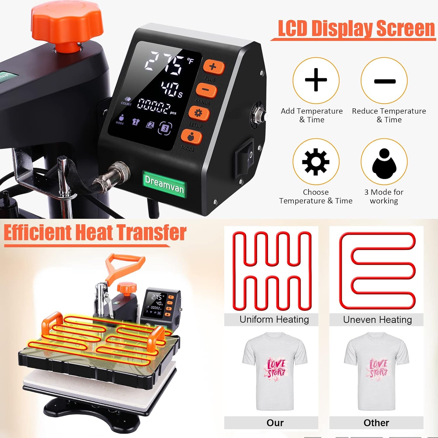 Buy DREAMVAN Heat Press Machine, Upgraded 8 in 1 Heat Transfer Machine