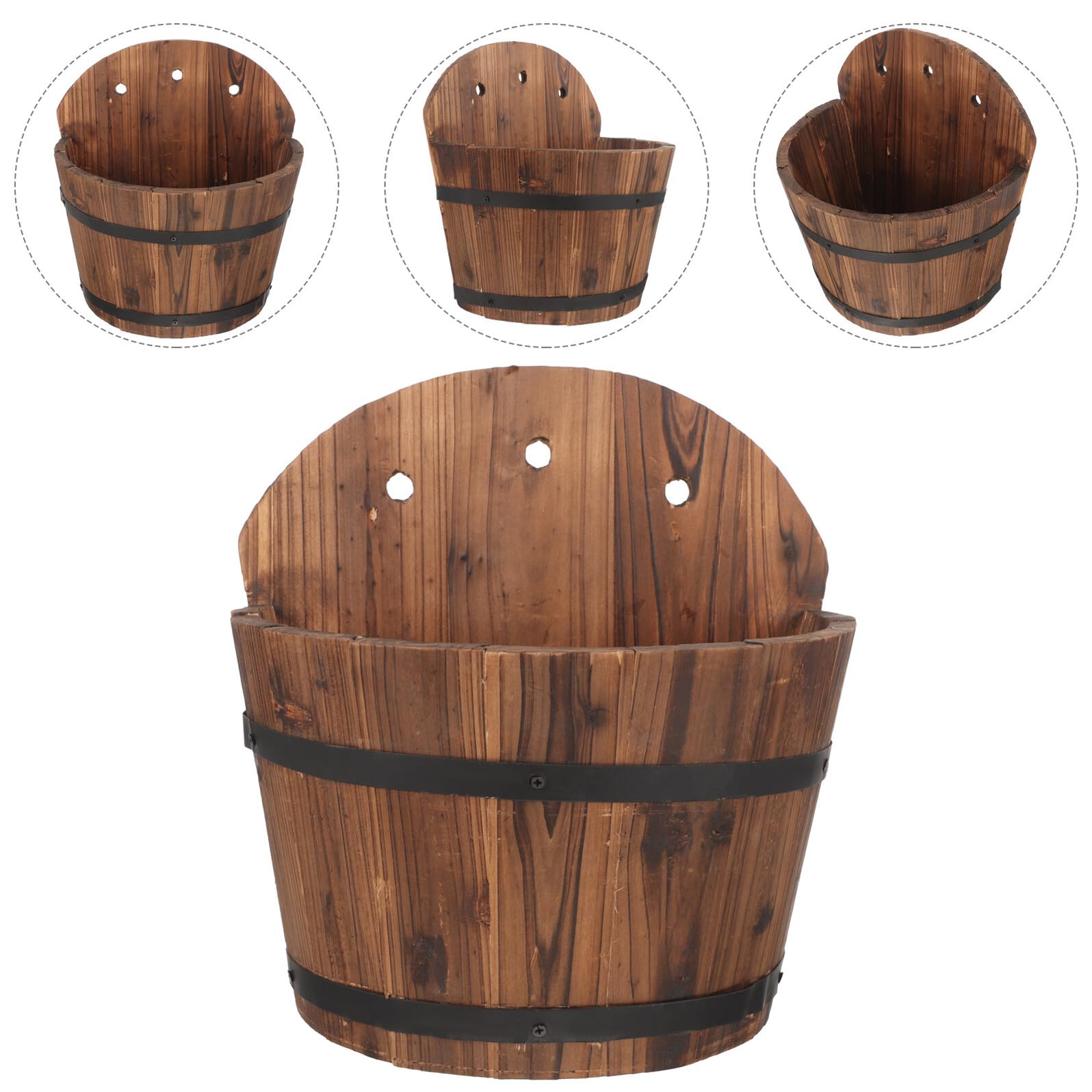 Hängender Blumenampel Blumentopf aus Holz, dekorativer Wand-Blumentopf für Balkon und Garten, rustikaler Pflanzenkübel mit natürlichem Landhausstil, Installieren, langlebig und praktisch