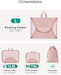BAGSMART Garment Folder Packing Cubes for Travel, 4 Set Lightweight Travel Cubes for Wrinkle Free, Durable Suitcase Organizers Bag Set for Travel Essentials Baby Pink