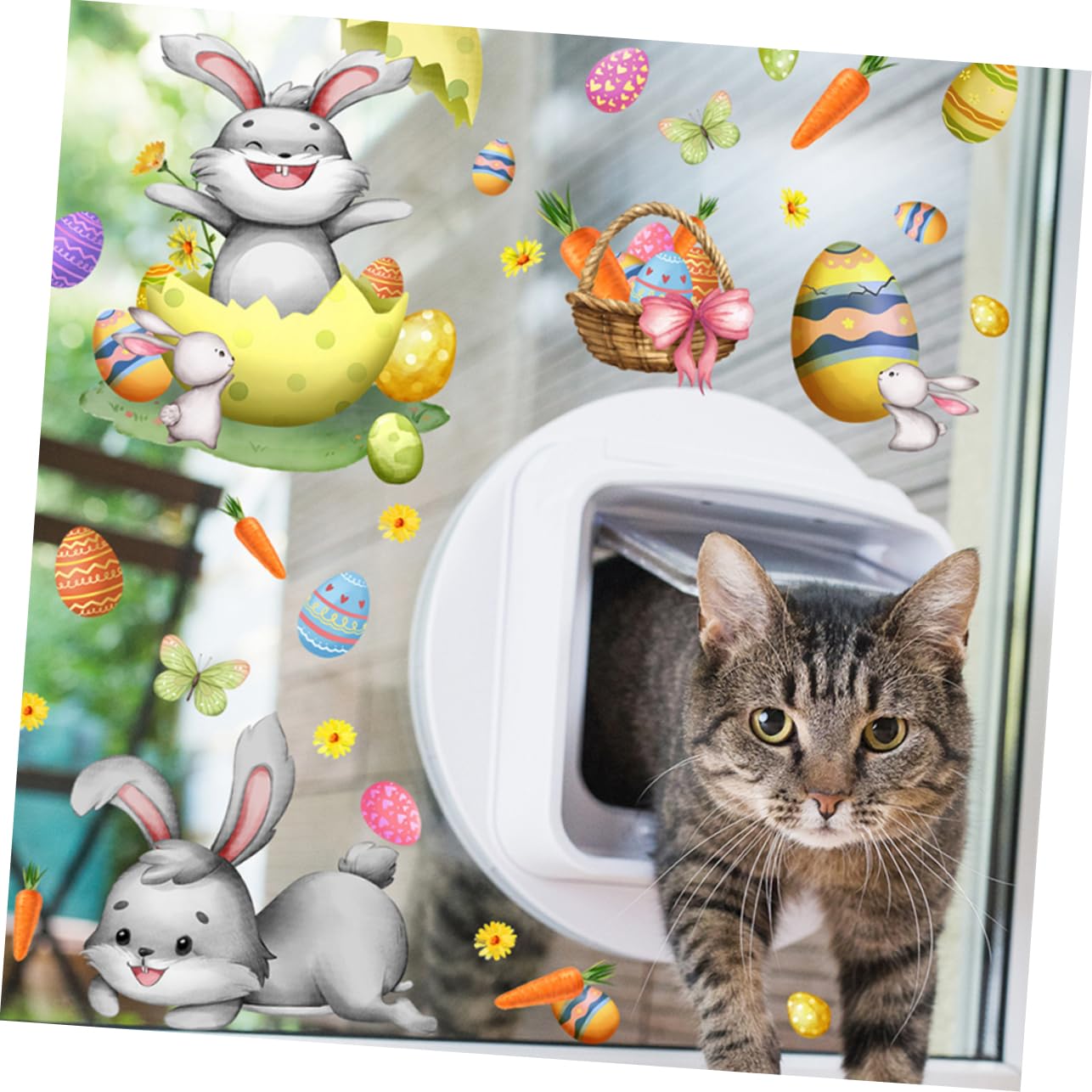 Cabilock 3 Sätze Wandtattoo Ostern Fenster Tönung Mattierte Fensterfolie Bausatz Fenstertönung Regenbogen-fensteraufkleber Stuffer Fensteraufkleber Für Die Osterparty Pvc