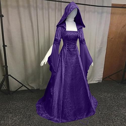 Miniatura 6 de Vestido gótico para mujer con capucha medieval, traje con corsé, renacentista, vestido victoriano