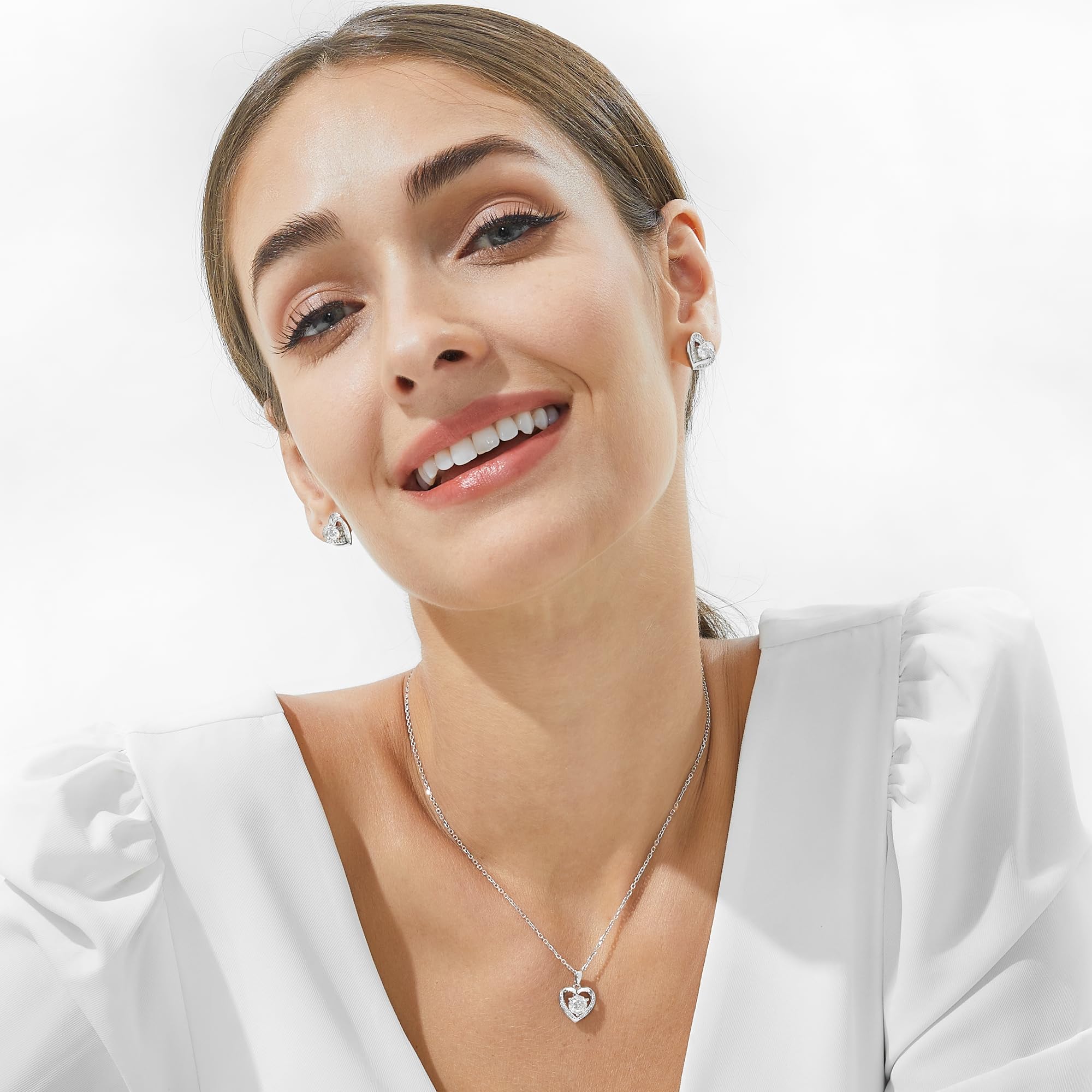 MomentWish Collar Mujer Corazón, 0.5/1/2 Quilates Moissanite Diamante Colgante Oro Rosa Plata de Ley 925 Hipoalergénico Joyas de Regalo para Esposa Mamá Novia