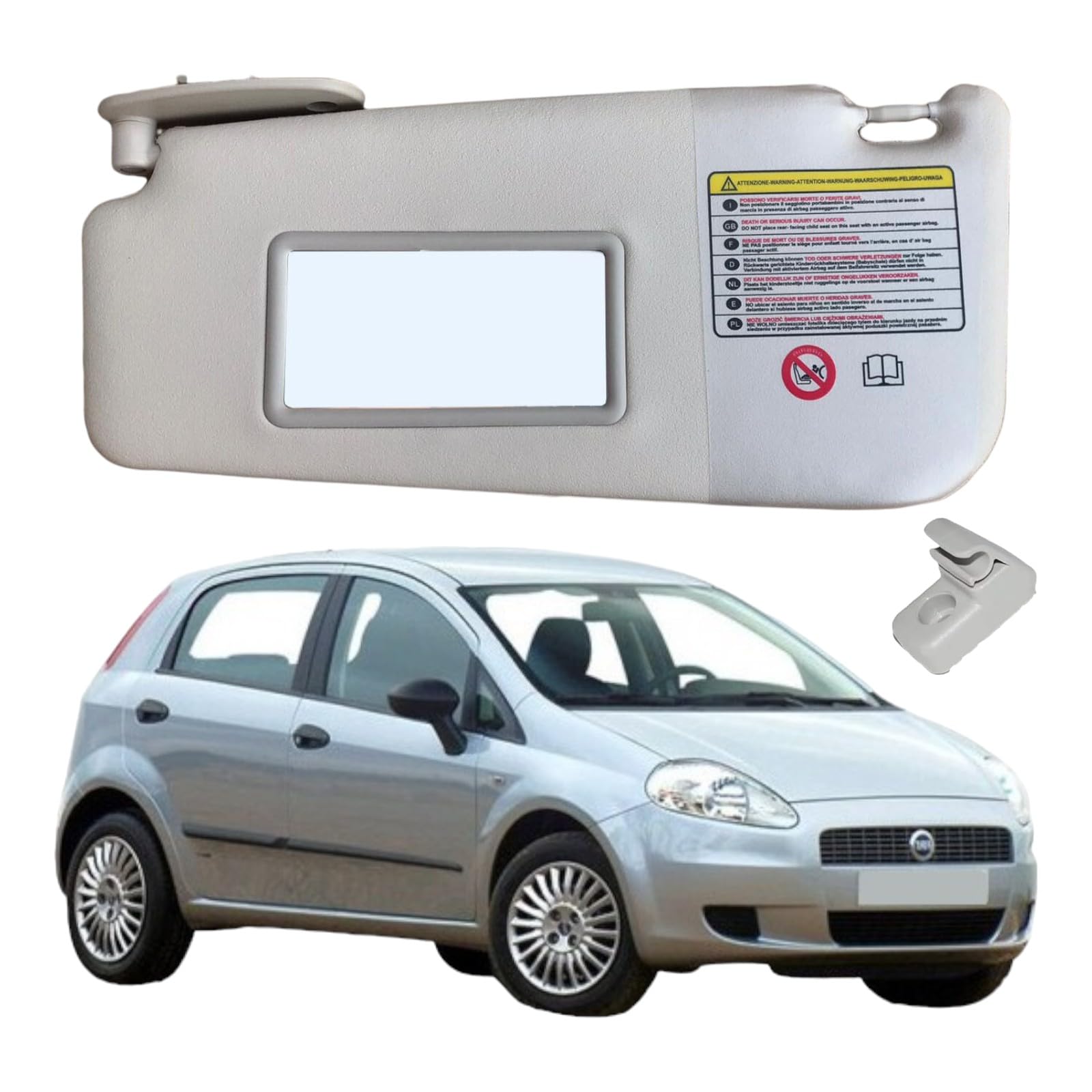 Set Pantina Parasole + Gancio Sinistra Adatto per GRANDE PUNTO e PUNTO EVO, colore BEIGE, Compatibile, Non Originale