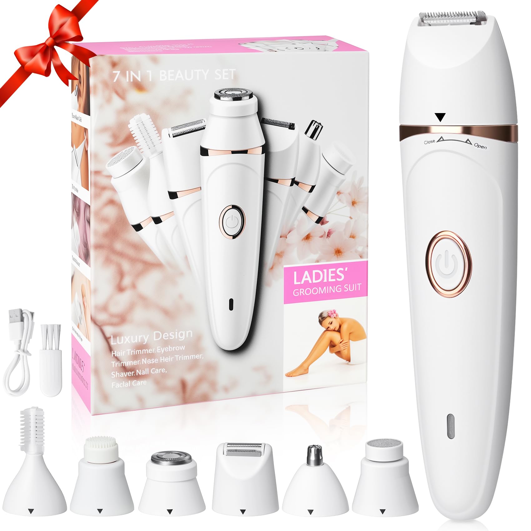 Epilator for Women, 7-in-1 Face Epilator & Body Shaver - Painless Hair Removal for Face, Legs, Bikini, Armpit, Rechargeable Kit