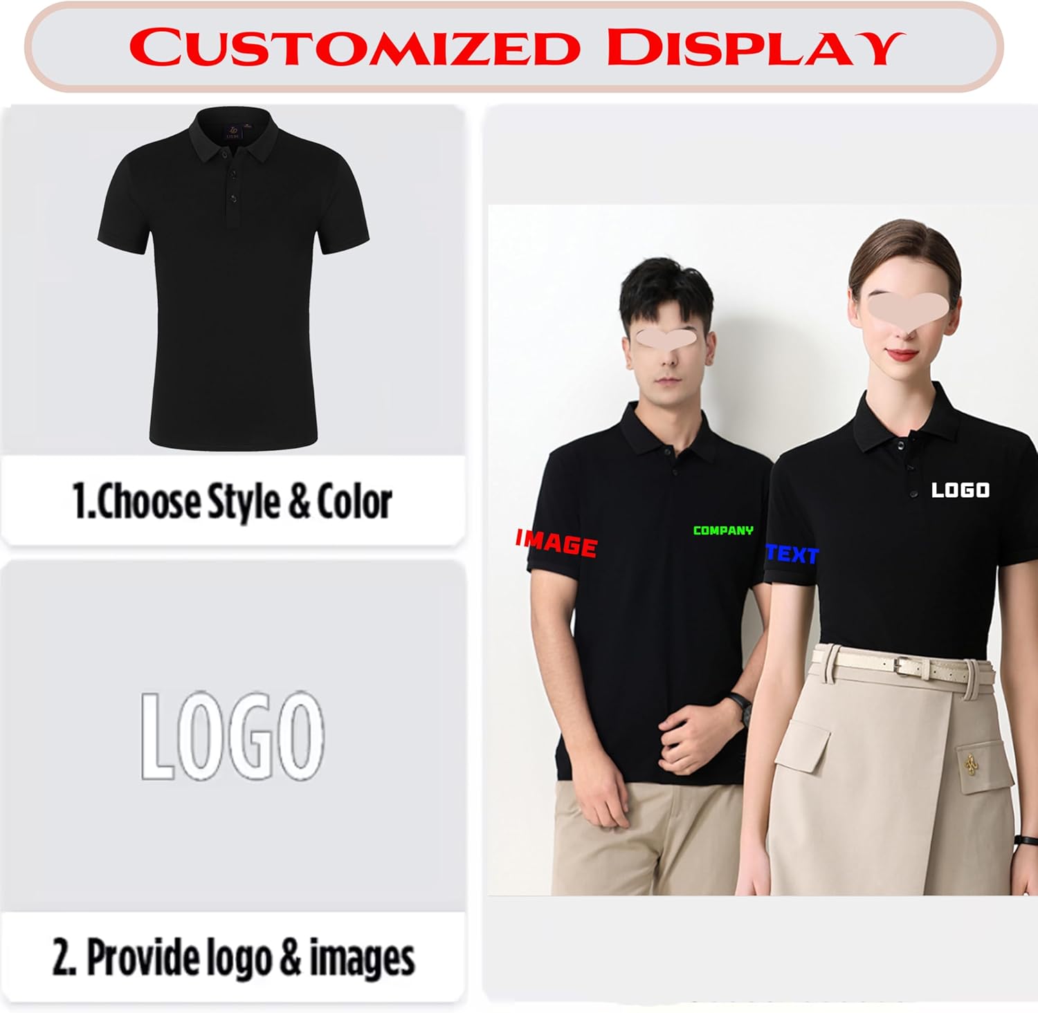 Custom Long Sleeve Polo Shirt for Men Customized Personalized Polo Shirts with Text Logo Image - Image 3