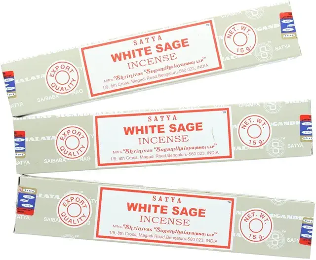 Satya Nag Champa Bâtons d'Encens Sauge Blanc - Lot de 3 Paquets
