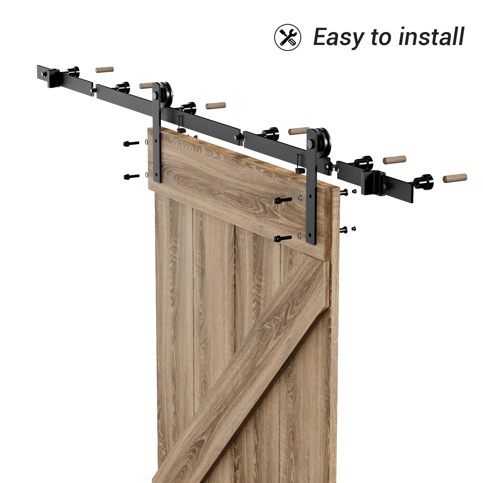 72”/6FT Sliding Barn Door Hardware Kit with Adjustable U Shape Barn Door Floor Guide, Wall Mount Rail, Splicing Track Kit (Door not Included) — Amazon image 6