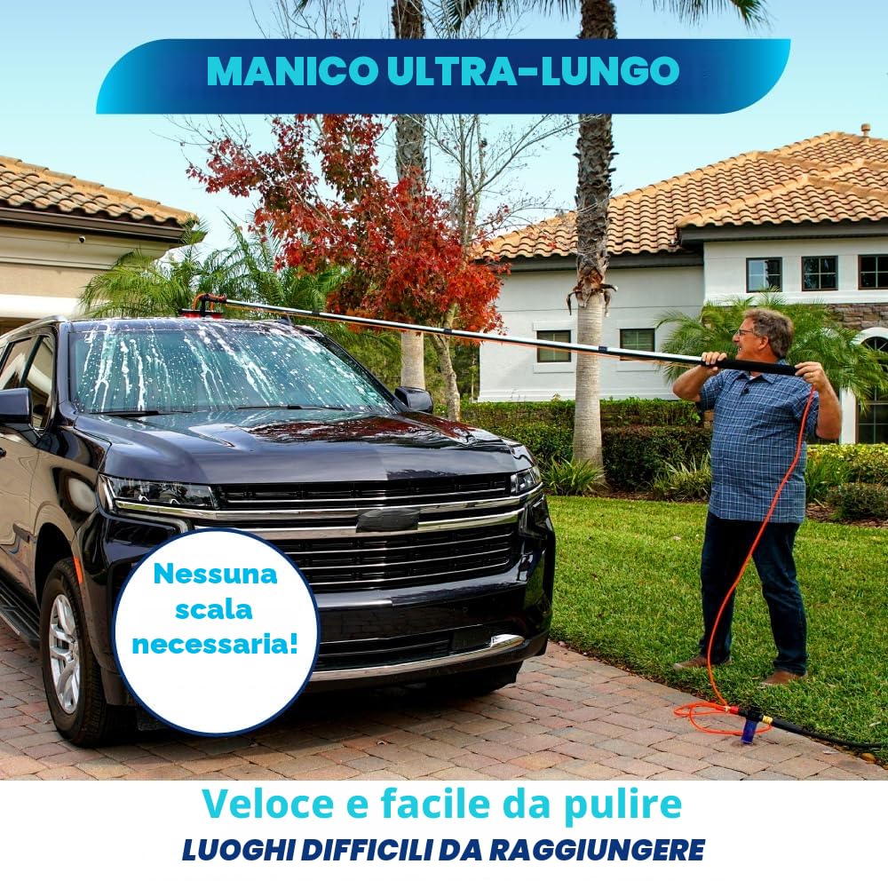 STARLYF - Telescopic Hydrocleaner, scopa telescopica per pulizia, idropulitrice telescopica, alimentazione ad acqua, dispensatore di sapone, pulizia pannelli solari, lavaggio camion, autobus, auto,