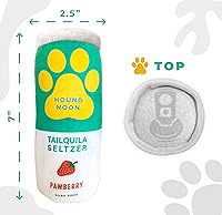 Vista 3 de Bark Bros - Hound Noon - Paquete de dos juguetes chirriantes de felpa para perros divertidos parodia de bebida - Juguete de perro con alcohol