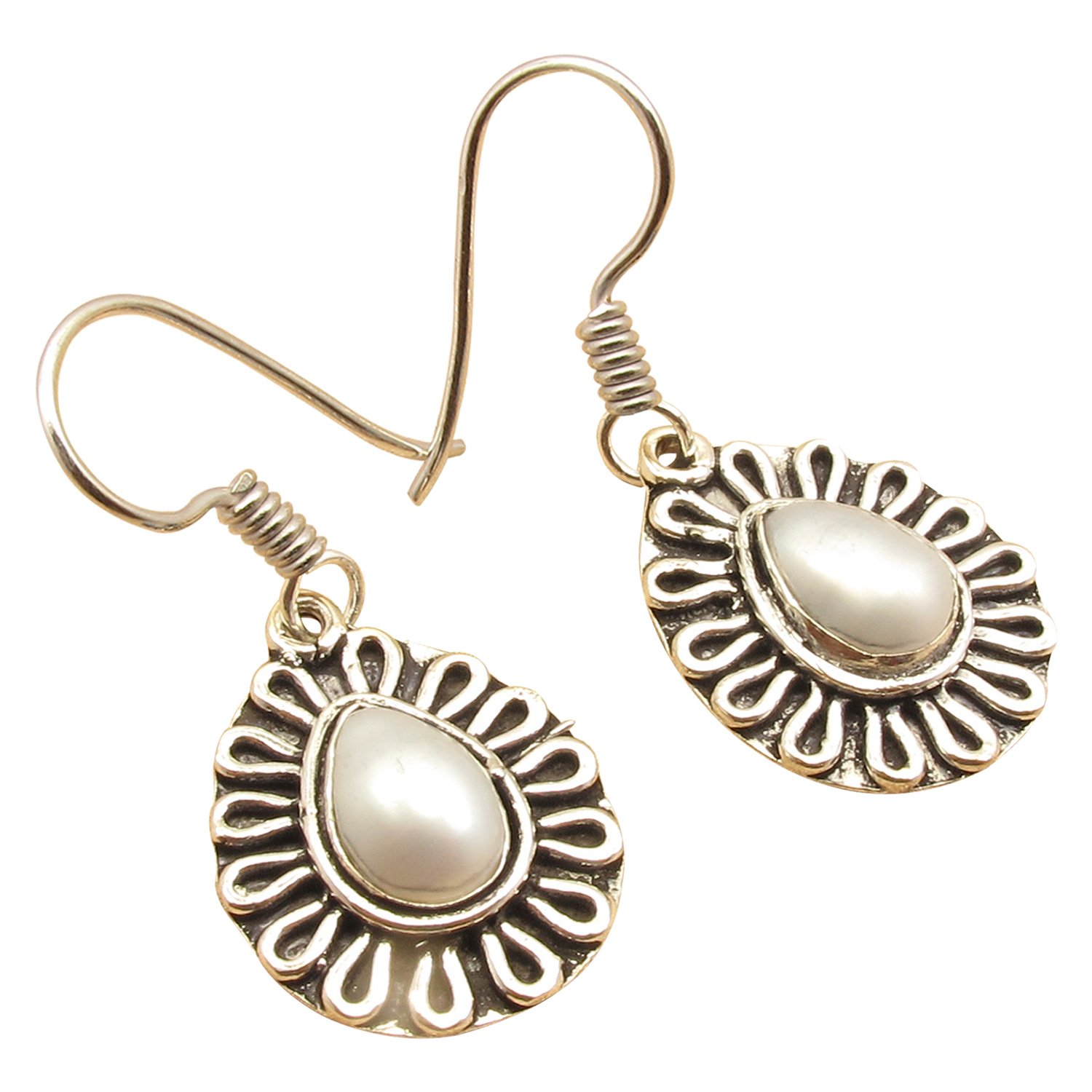 Earrings 1 5/8 Inches ! Silver-Colour Overlay Fresh Water PEARL INEXPENSIVE Jewelry-picture-33