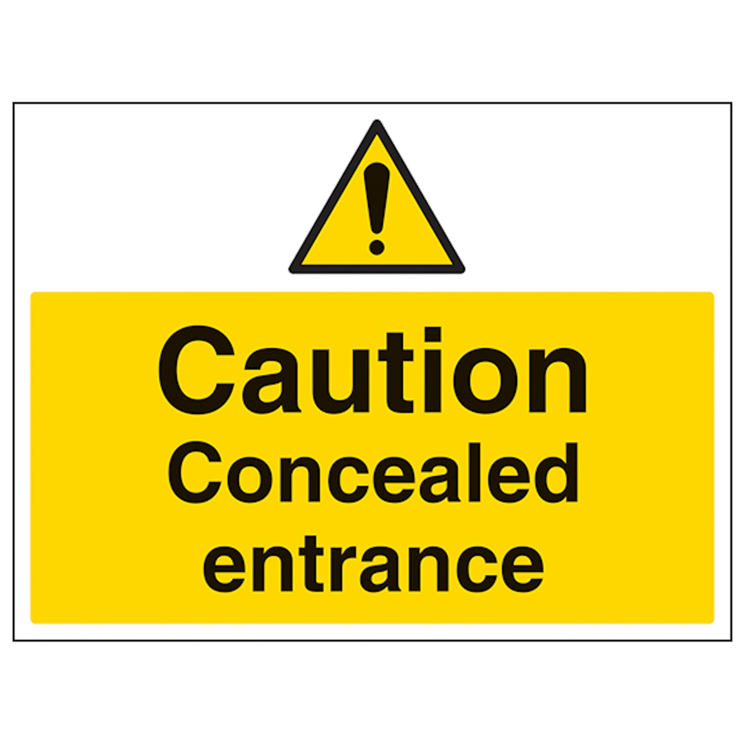 V Safety Caution Concealed Entrance - Large Landscape 400 x 300 mm - 2mm Rigid Plastic Safety Sign
