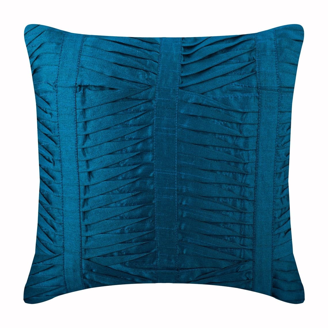 The HomeCentric Blue Cushion Covers, Textured Pintucks Cushion Cases, 35x35 cm (14x14 inch) Cushion Case, Square Silk Cushioncase, Modern Cushion Covers, Stripe Pillow Cover - Royal Blue Crest โ image 1