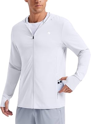 PINSPARK Men's UPF50+ Full Zip Outdoor Hoodies Lightweight Sun Protection Long Sleeve Jacket for Fishing Hiking with Pockets