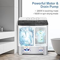 Vista 5 de COSTWAY Portable Washing Machine, Twin Tub 22Lbs Capacity, Compact Washer(13.2Lbs) and Spinner(8.8Lbs) with Control Knobs, Built-in Drain Pump