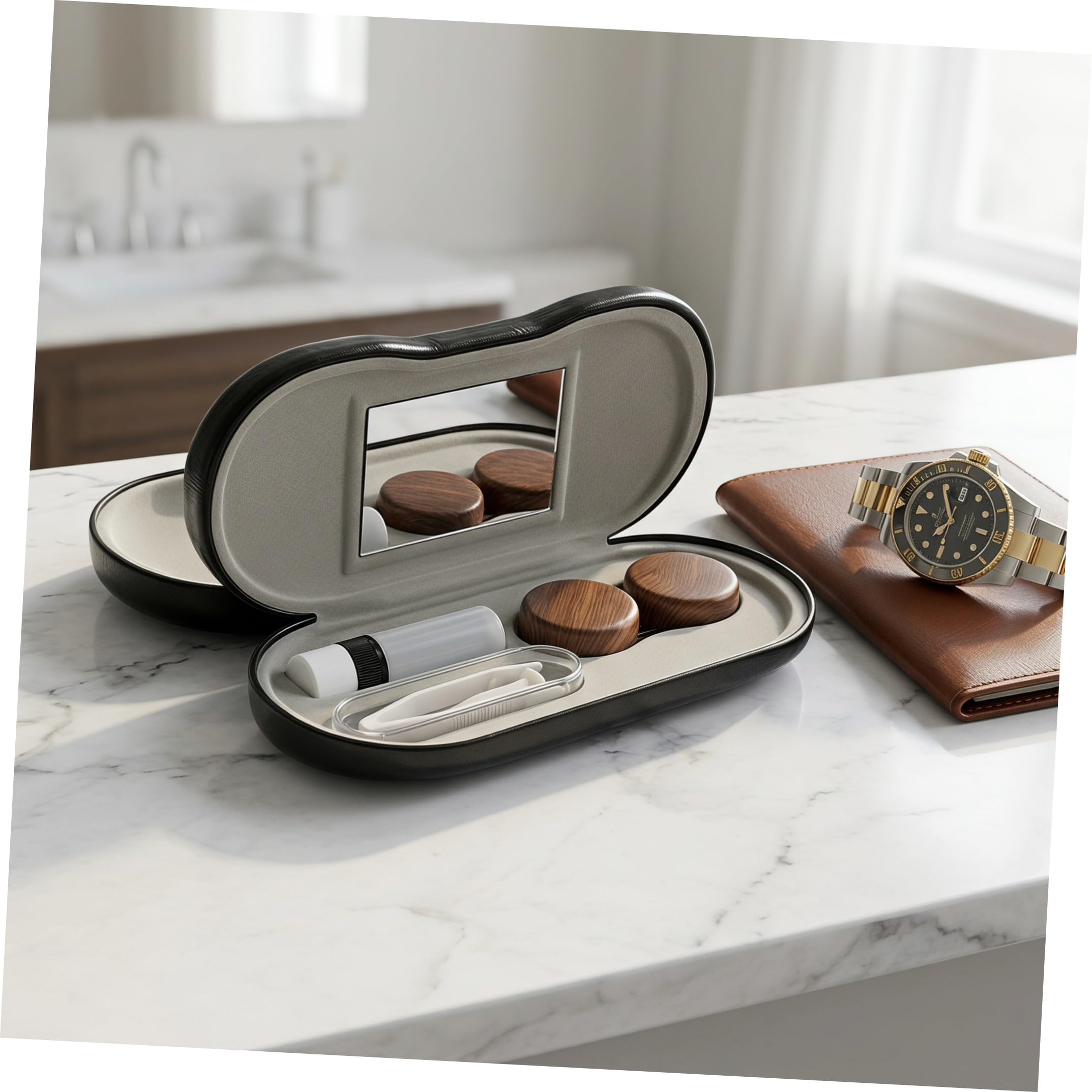 Cabilock 4 Ensembles Étui À Lunettes À Double Usage Étui À Lentilles De Contact Ensemble De Boîte Portable Kit De Voyage Lunettes Élégantes Boîte De Rangement Multifonctionnelle Voyage