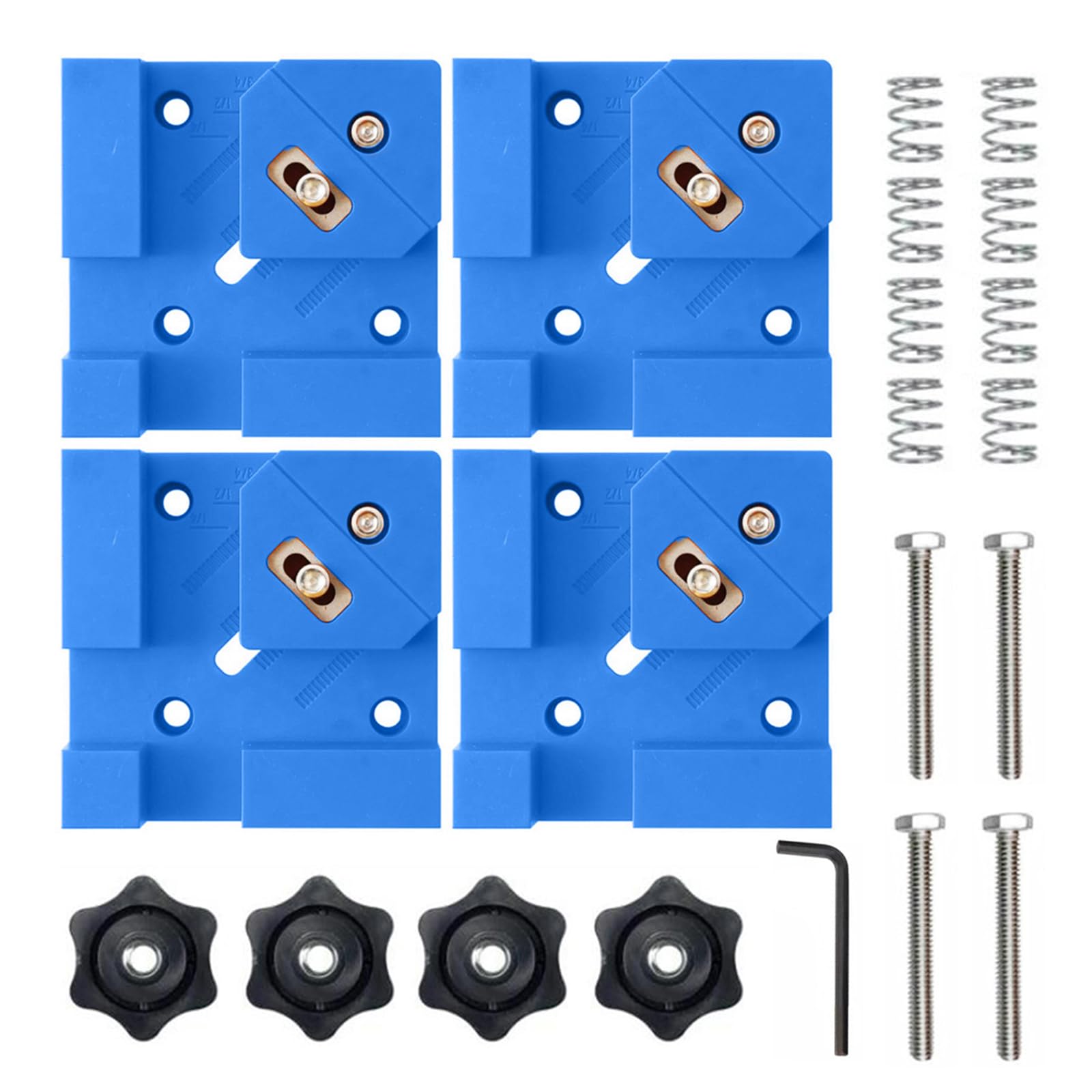 Pffiocix Blue 4 Pcs Ergonomic Wood Clamp Tool Box Joint Clamp System Handheld Clamp Cabinet Assembly High Speed 90 Degree Alignment Angle Joint Assistance