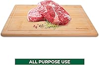 Vista 7 de Tabla de cortar de bambú para cocina con ranura para jugos [Extragrande] Tabla de cortar de madera para cortar carne, verduras, frutas, queso
