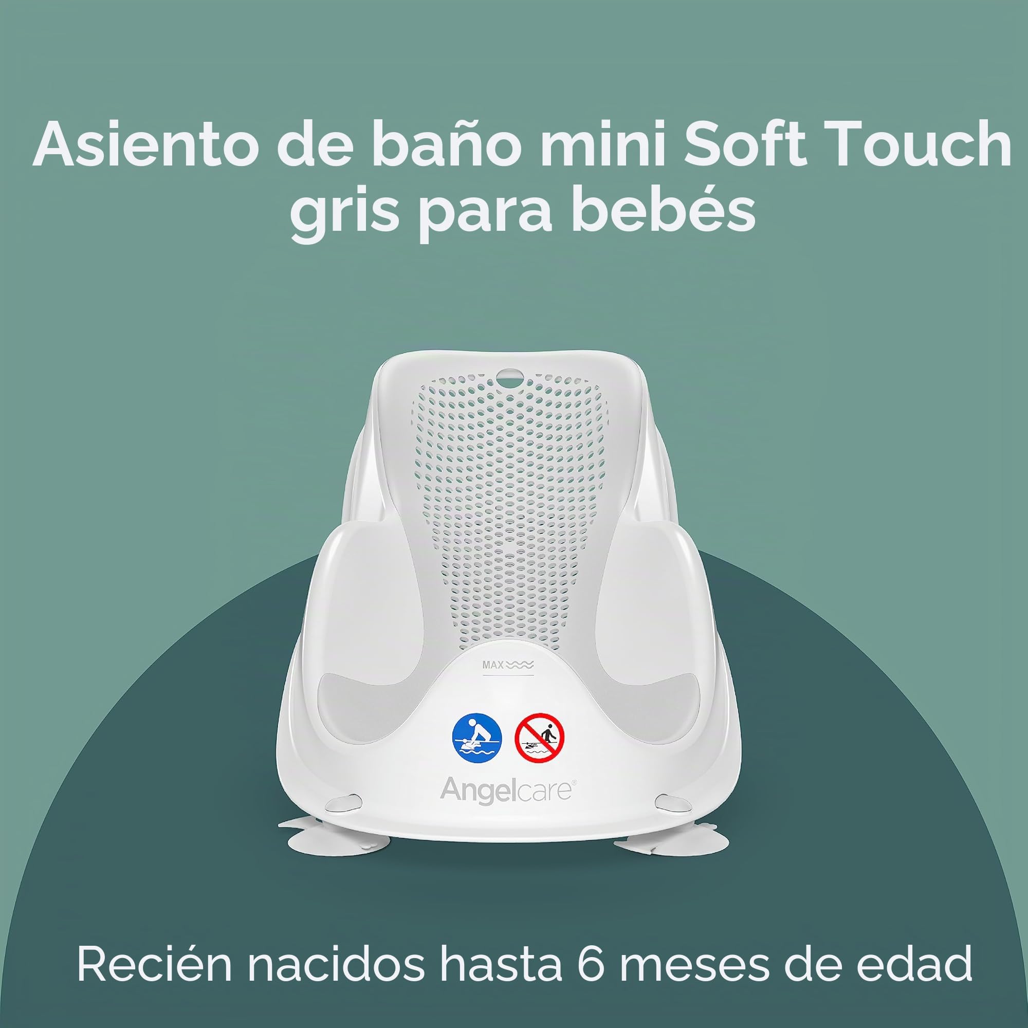 Angelcare 5092 Asiento de Baño para Bebé, Gris Claro, 50,8 x 23,5 x 20,3 cm