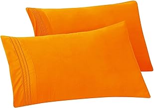 Elegant Comfort Premium Hotel Quality 2-Piece Pillowcase Set, Luxury & Softest 1500 Thread Count Egyptian Quality Bedding Pillowcases, Wrinkle and Fade Resistant, King, Orange