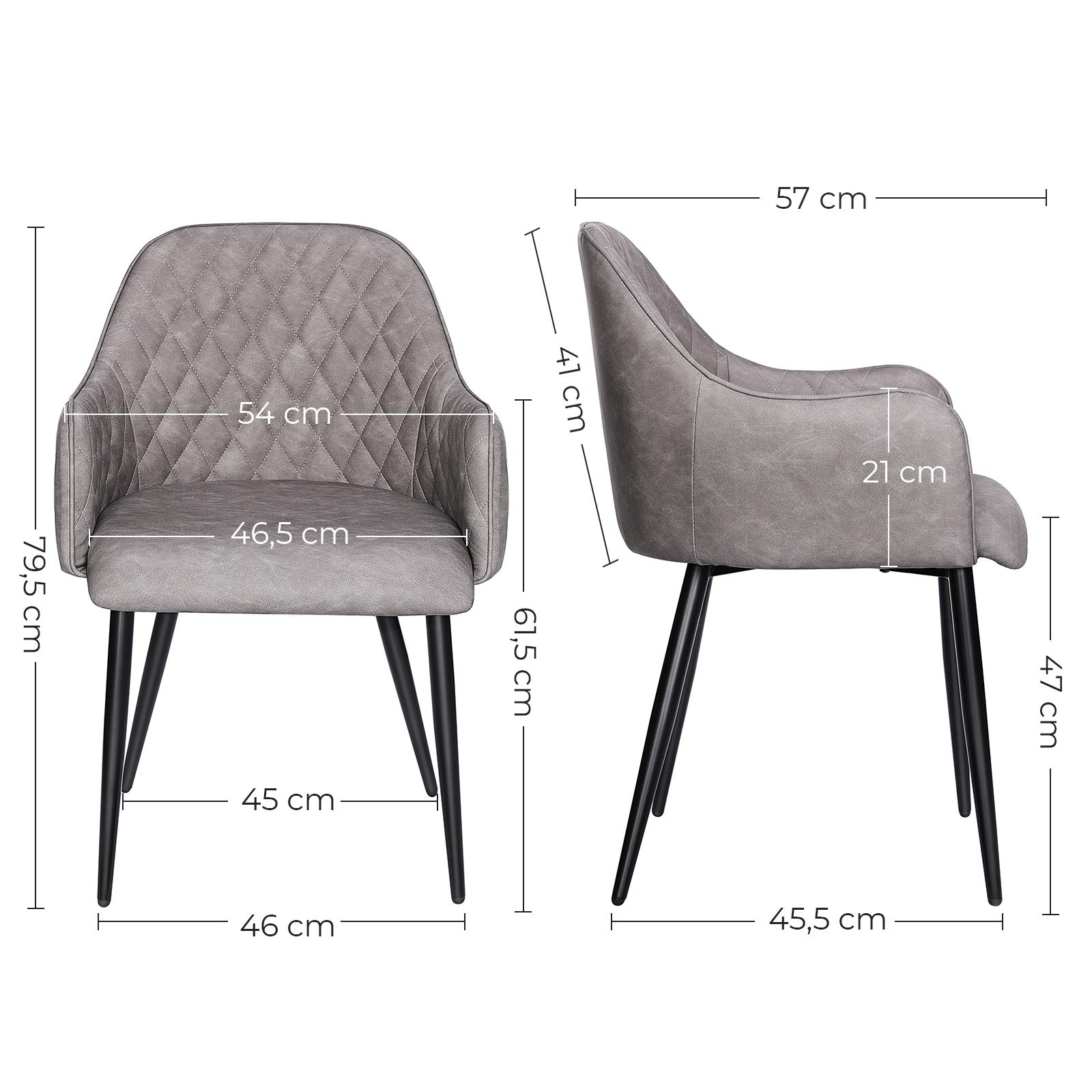SONGMICS Chaise de salle à manger, Fauteuil, avec dossier