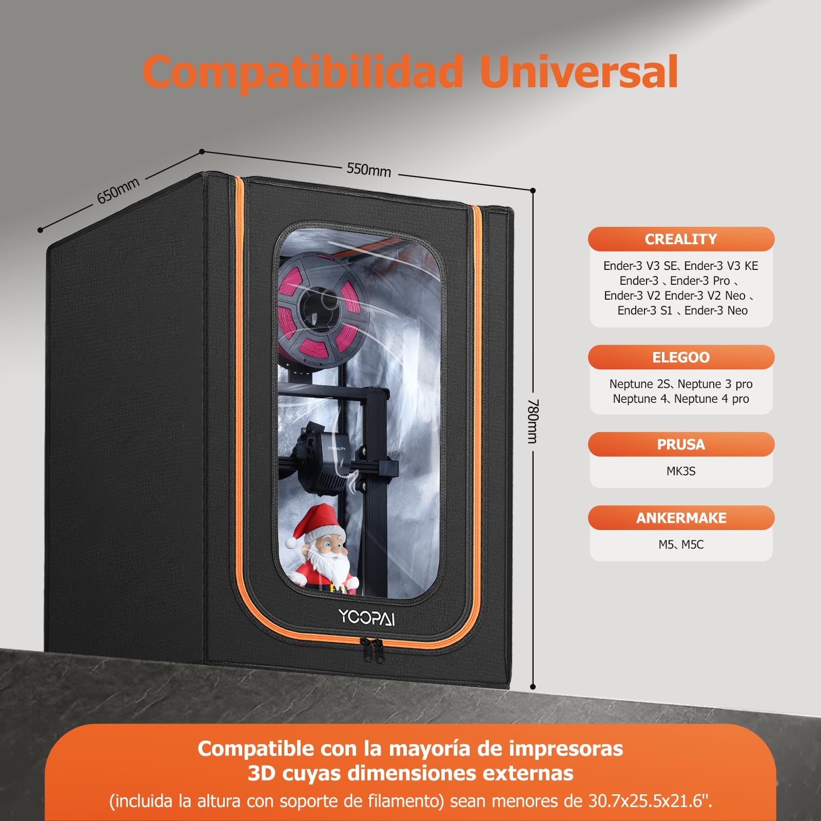 YOOPAI Carcasa Funda Impresora 3D con Sistema de iluminación para Creality Ender 3/ Ender 3 V2/ Ender 3 Pro/Anycubic/Elegoo Impresora 3D, Temperatura Constante Caja de Impresora 3D 550 * 650 * 780 mm