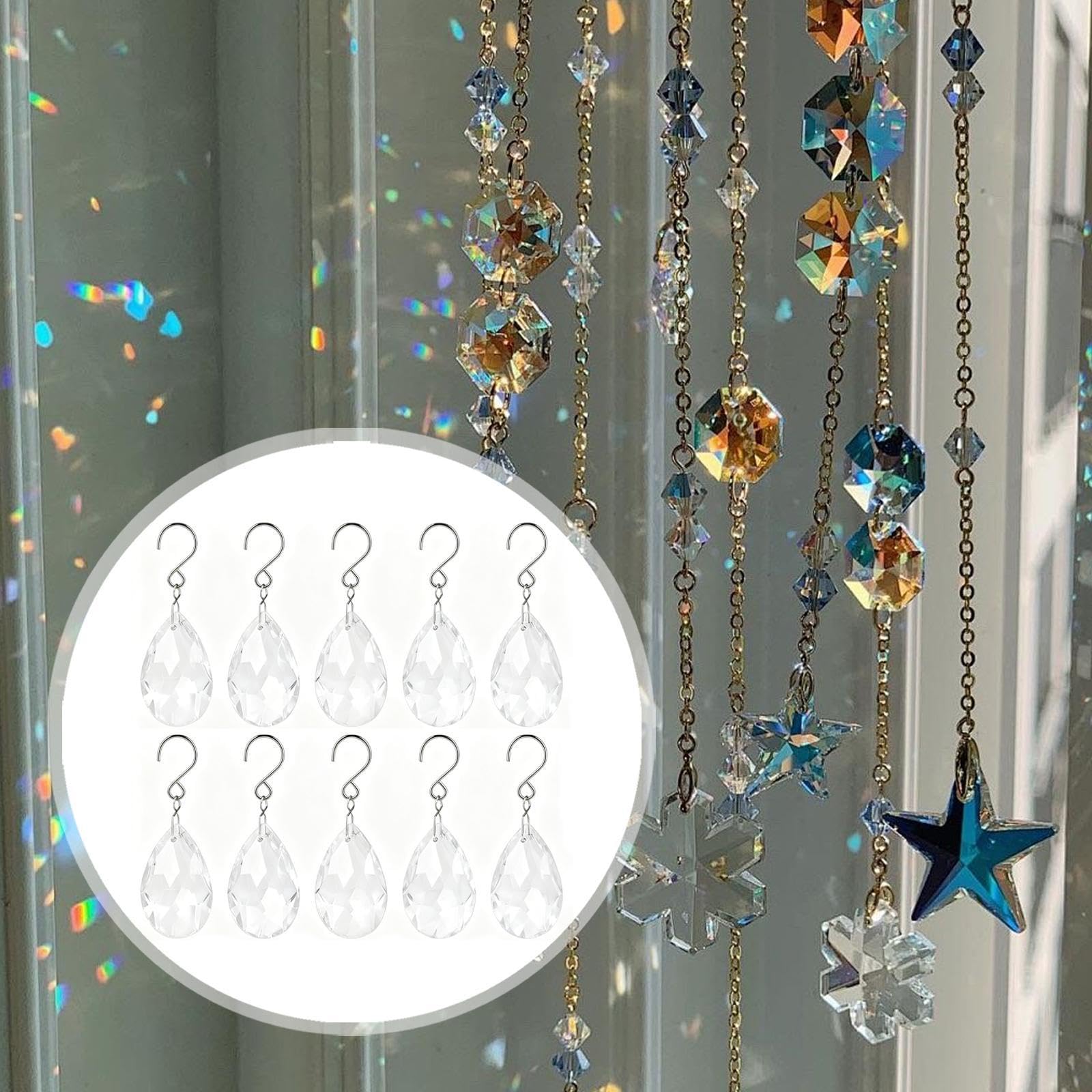 Enakshi® 10x Teardrop Pendants Home Decor Faceted Drop Charm for Festive Window Party Clear|Collectibles | Rocks, Fossils & Minerals | Crystals & Mineral Specimens | Crystals-image-18