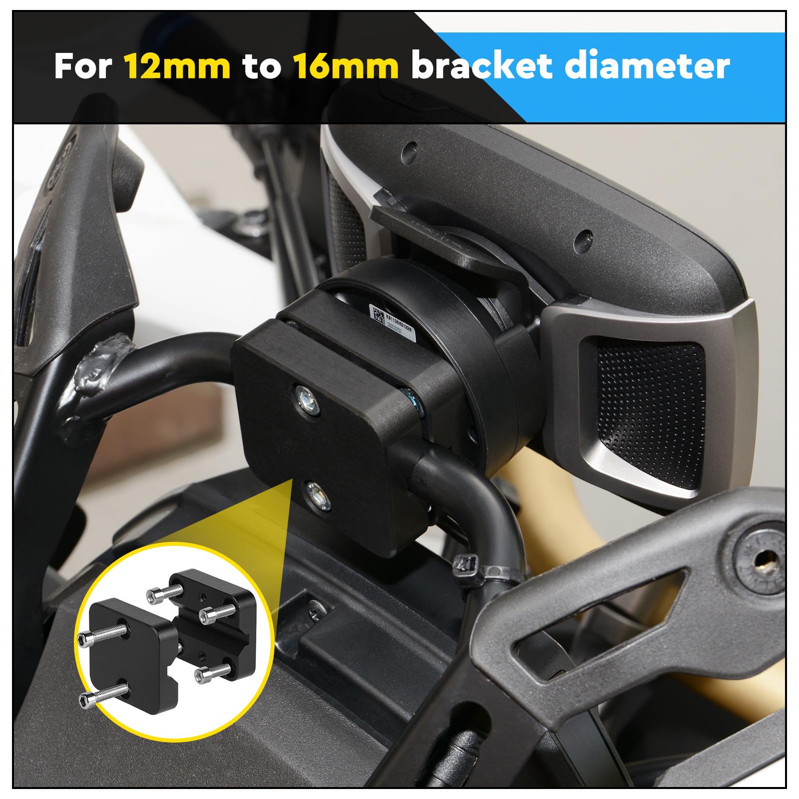SWAWIS Motocicleta GPS Soporte De Navegación, 12-16mm Soporte de Navegación para Teléfono, Aleación de Aluminio Soporte de Modificación Compatible conBMW R1200GS LC ADV R1250GS S1000XR CRF1000L