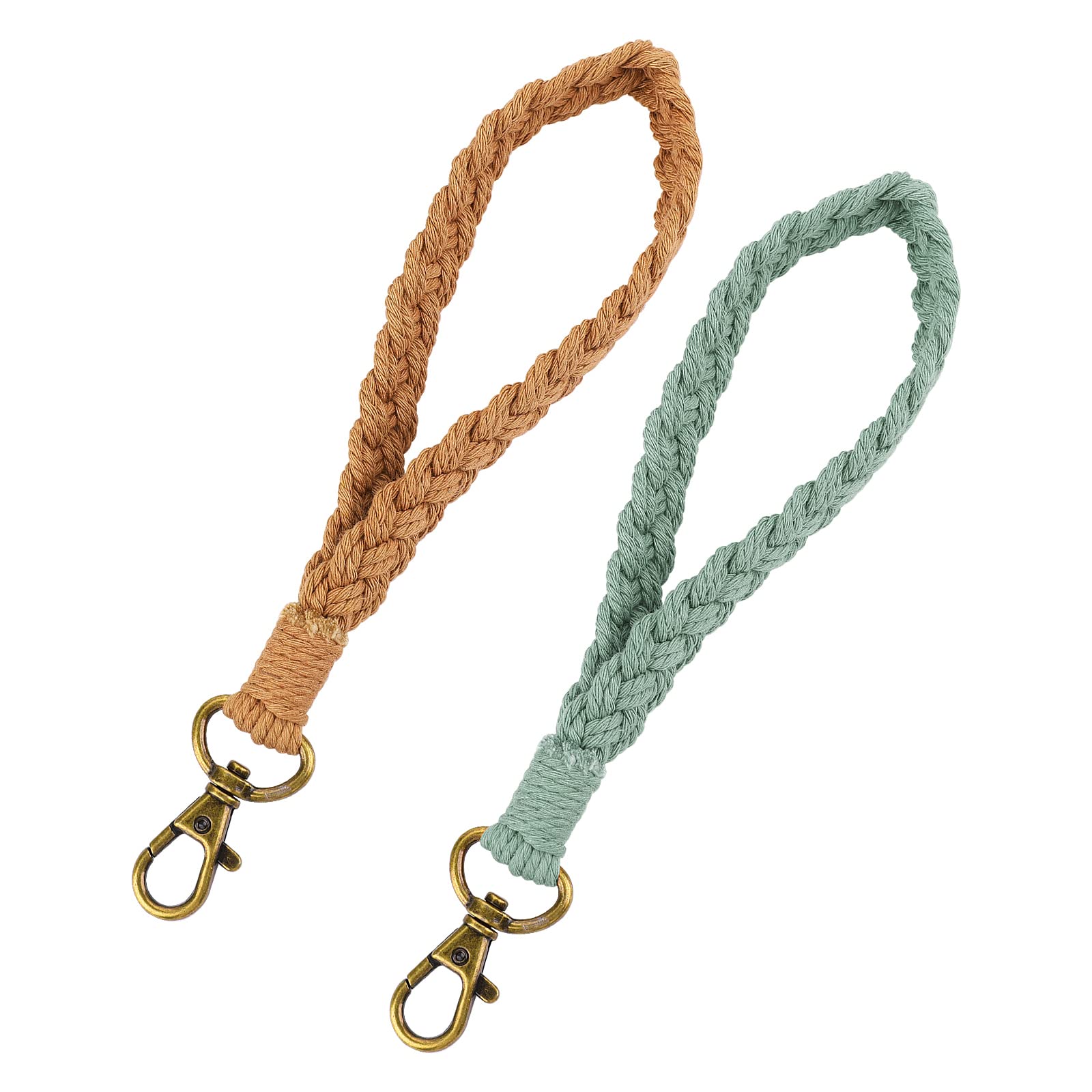 cobee Macrame Keychain Bracelet, 2 Pcs Boho Macrame Keyring Holder Handmade Wristlet Keychain Colorful Wristlet Bracelet Keychain Wrist Lanyard with Lobster Clasp for Women Girls