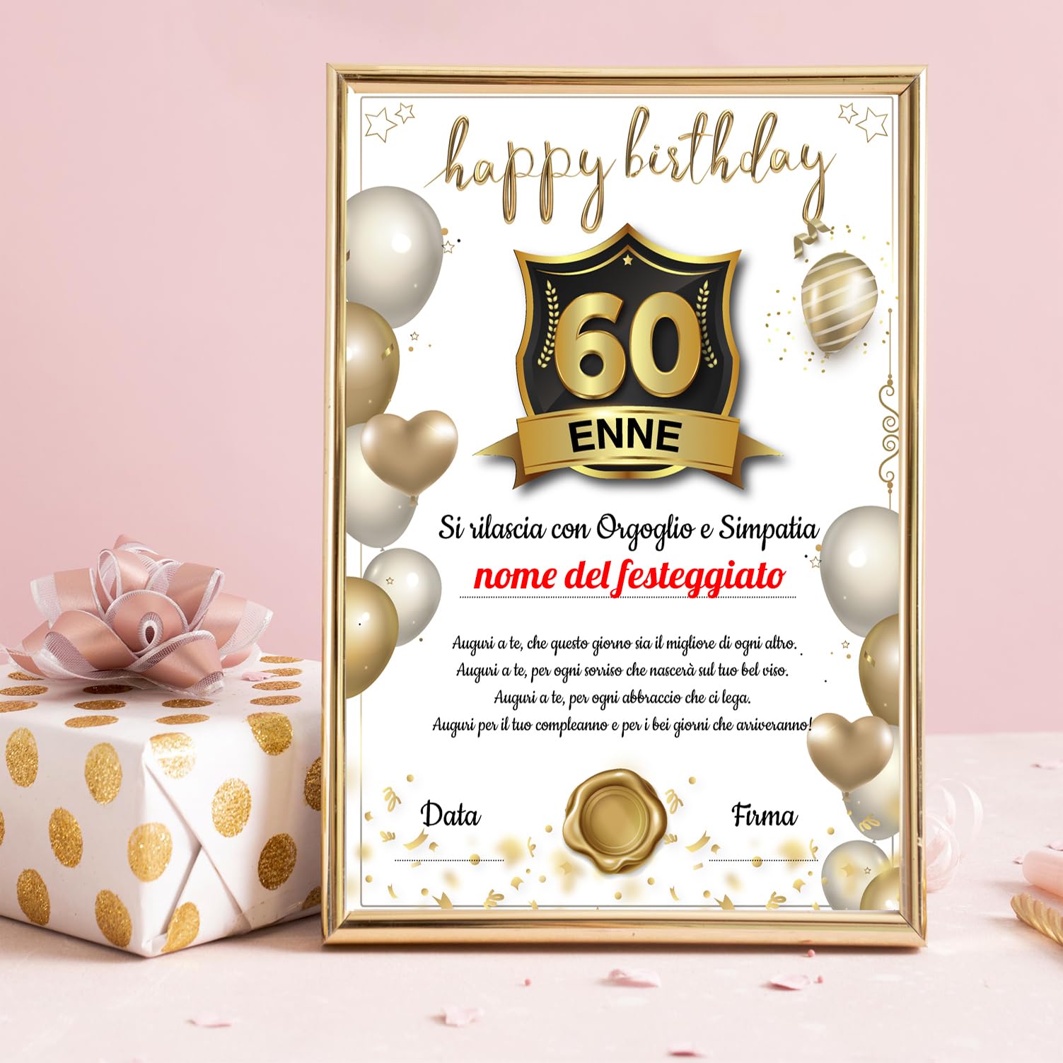 Biglietto Di Auguri Per 60 Anni - Certificato Divertente A Formato Giornale | Idea Regalo Originale - Foto 8