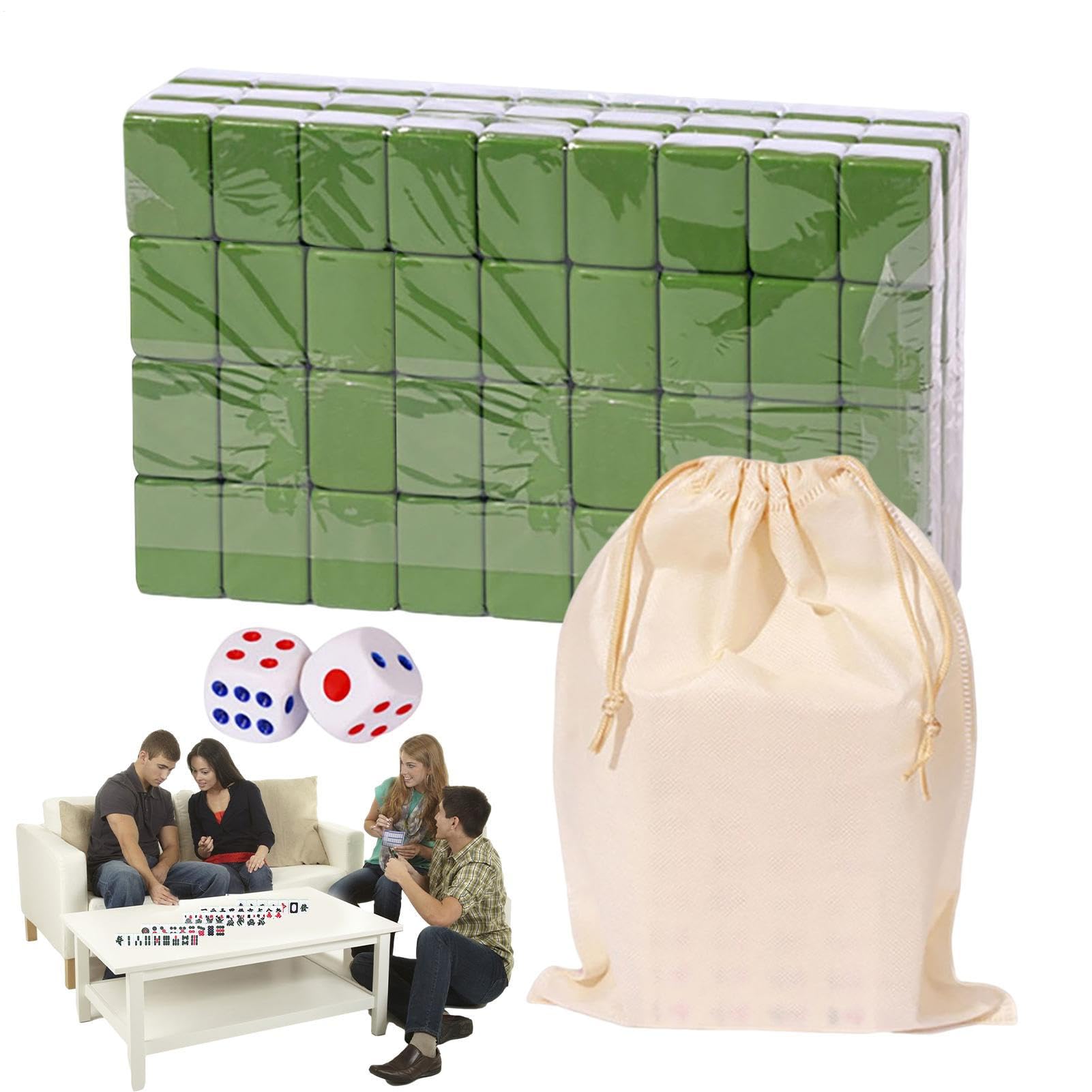 Generico set di giochi Mahjong cinese - 144 piastrelle di melamina resistenti all'usura con borsa da trasporto | Compact Travel Board Game per adulti e famiglie | per campeggio, picnic, dormitori