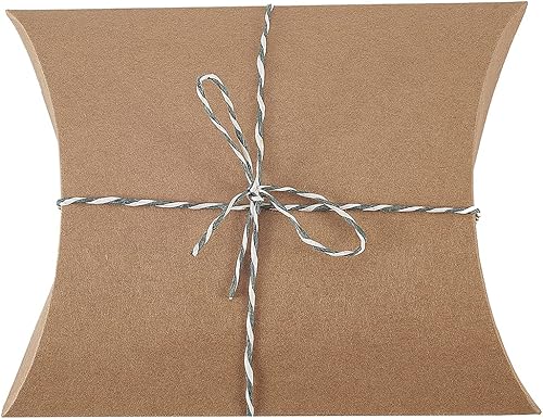 Vista 69 de Airssory 100 unidades de almohada de papel kraft vintage de 3 x 2 pulgadas, caja de embalaje de dulces, caja de embalaje de dulces, cajas de regalo