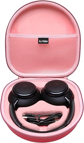 LTGEM - Funda rígida para auriculares Anker Soundcore Space Q45  Q35 con cancelación de ruido adaptativos, bolsa protectora de almacenamiento (rosa)