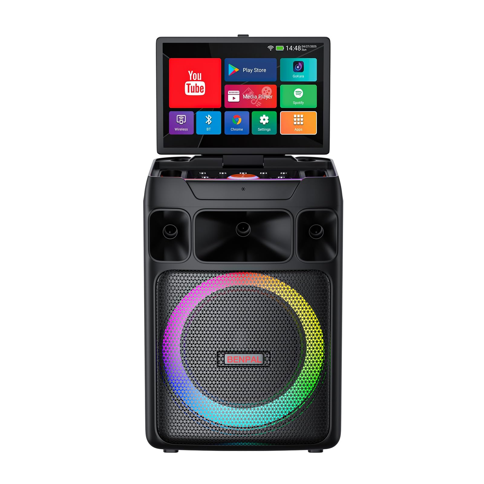 Portable Karaoke Machine with 14 Inch Touch Screen & Lyrics Display, Professional Bass Sound for Home Parties, Outdoor Events, Karaoke Nights -