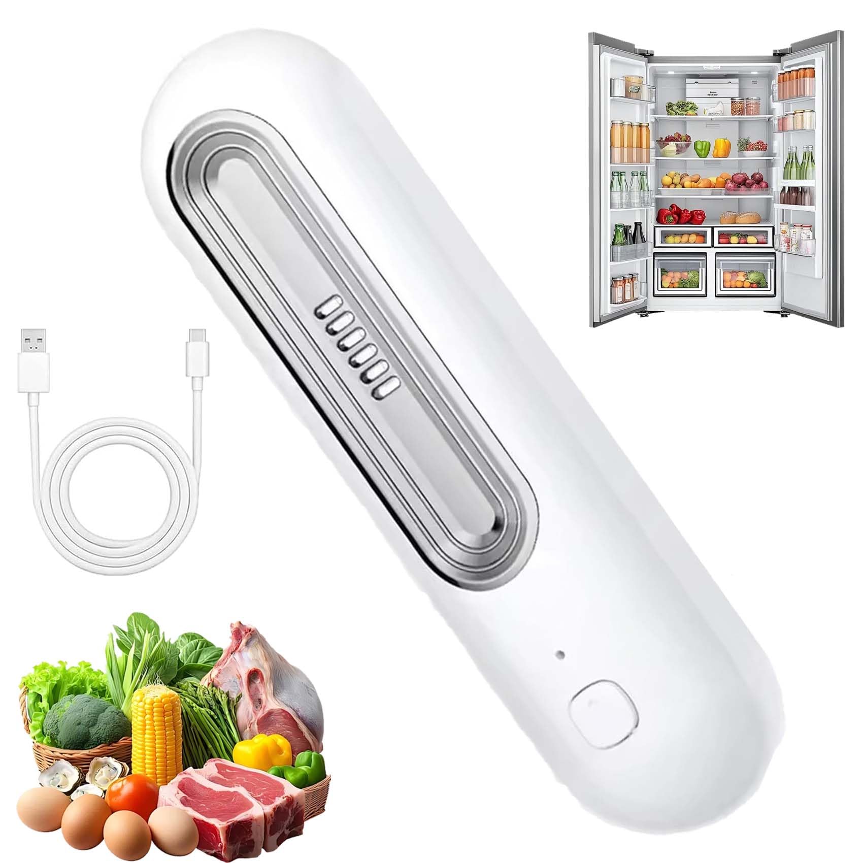 Ozoori KüHlschrank Deodorierer, 2026 Neu 2 Modes Rechargeable Odour Neutraliser, Kompakt, Kabellos, Kein Filterwechsel Erforderlich, Geruchskontrolle FüR FüR KüHlschrank (Weiß)