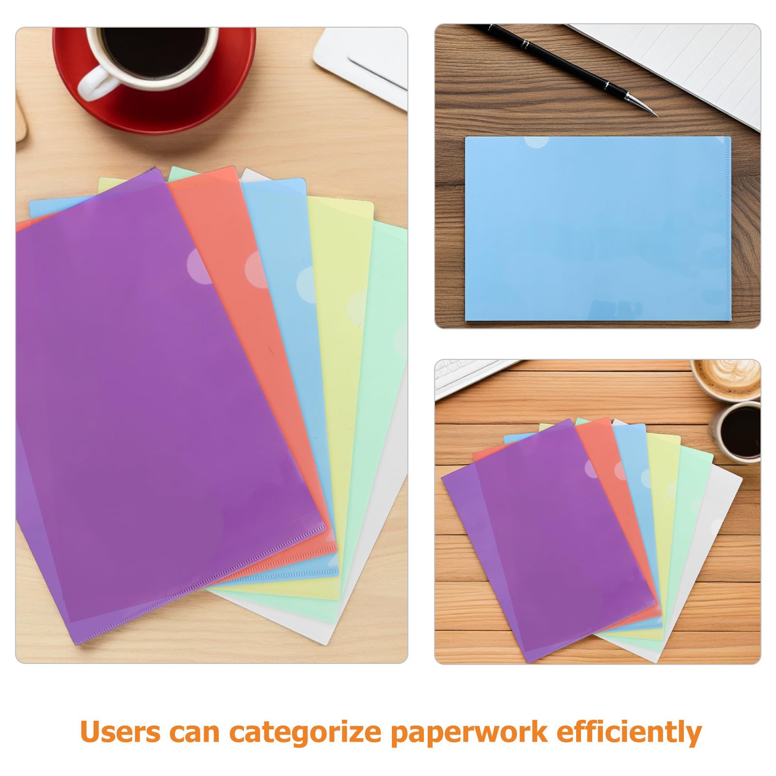 BESTonZON Cartelle Trasparenti a l per Documenti A4 Custodia in Plastica per Ufficio e Scuola Set da 24 Pezzi Colorati Tasche Protettive per Carta e Organizzazione Efficiente